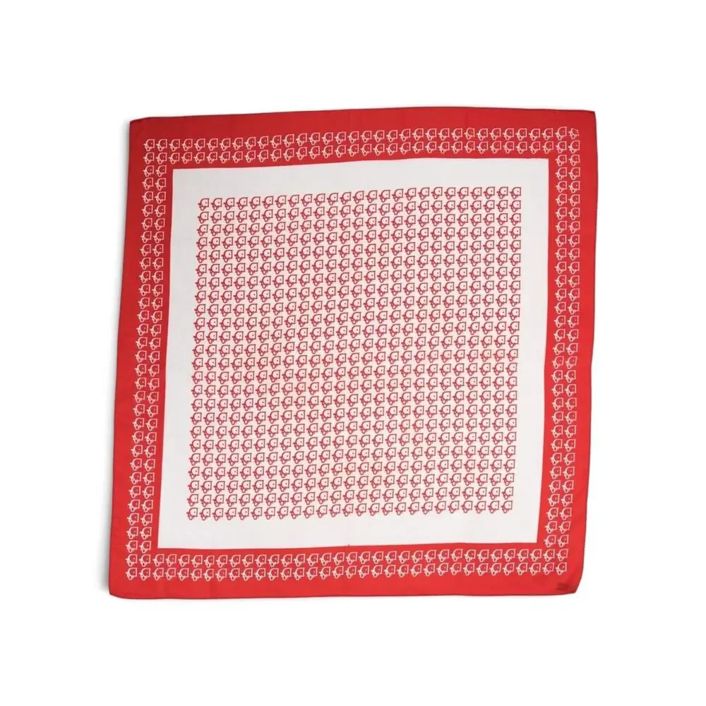Christian Dior Red White CD Silk Printed Scarf